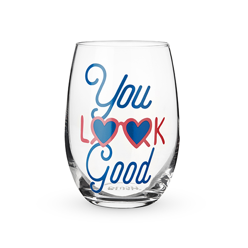 8262 12 Oz You Look Good Stemless Wine Glass, Clear