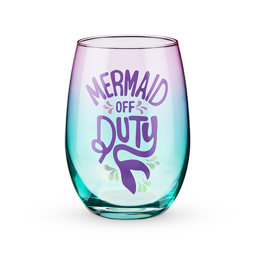 8265 12 Oz Mermaid Off Duty Stemless Wine Glass, Multicolor