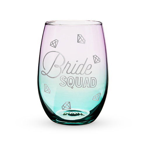 8268 12 Oz Bride Squad Stemless Wine Glass, Multicolor