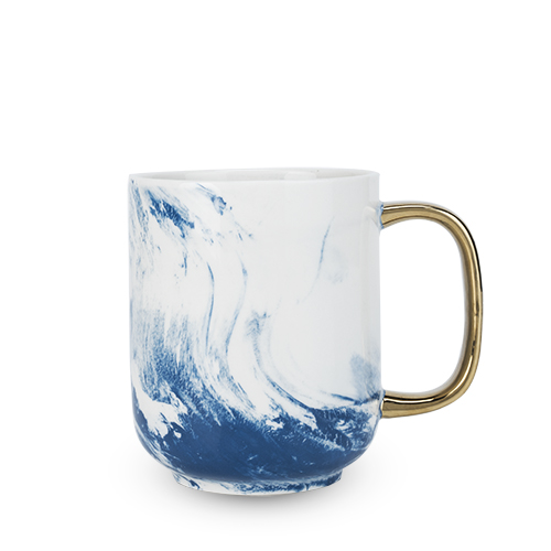 5982 16 Oz Seaside Marbled Ceramic Mug, White