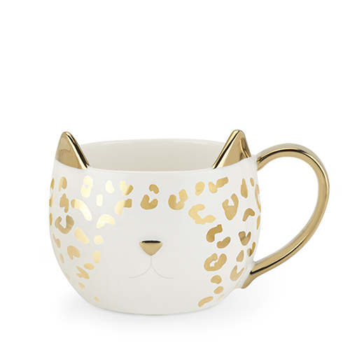 9471 12 Oz Chloe Leopard Cat Mug, White