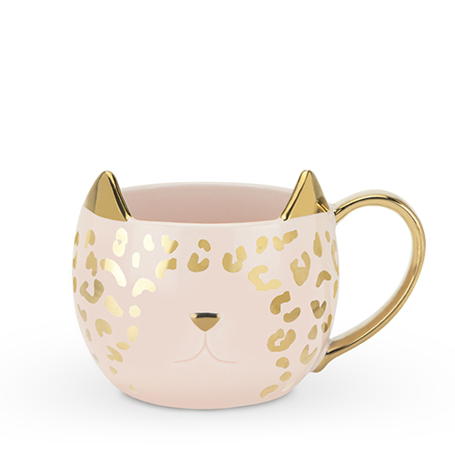 9472 12 Oz Chloe Leopard Cat Mug, Pink