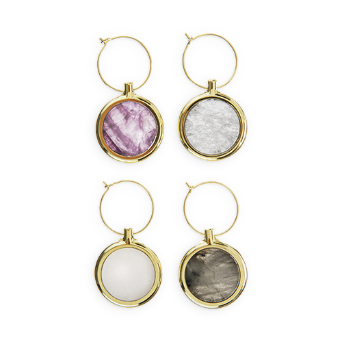 UPC 842094161577 product image for 6157 Garden Party Agate Wine Charm Set, Gold - Set of 4 | upcitemdb.com
