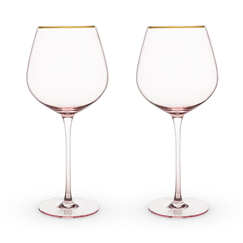 6162 20 Oz Garden Party Rose Crystal Red Wine Glass Set, Pink - Set Of 2