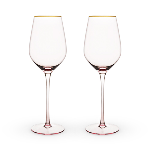 6163 14 Oz Garden Party Rose Crystal White Wine Glass Set, Pink - Set Of 2