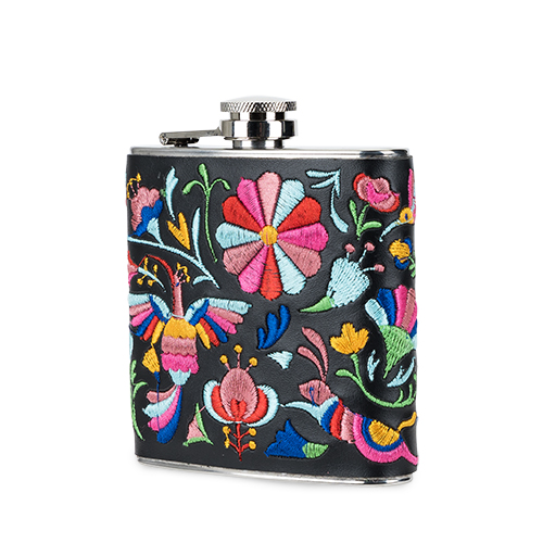6272 6 Oz Embroidered Flask, Assorted Color