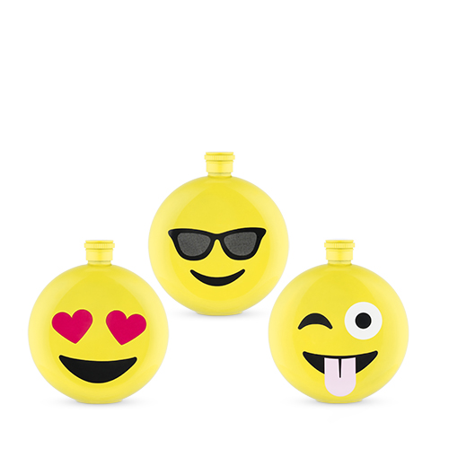 6302 5 Oz Assorted Emoji Flasks, Yellow