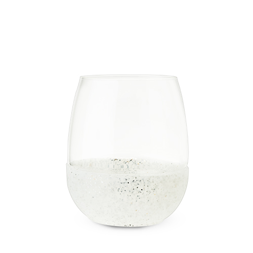 6308 Glimmer Glitter Silicone Wrapped Stemless Wine Glass, Silver