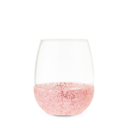 6309 Glimmer Glitter Silicone Wrapped Stemless Wine Glasses, Pink