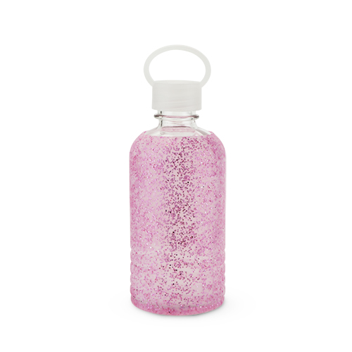 6312 Glimmer Glitter Silicone Water Bottle, Pink