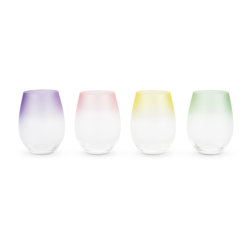 6314 Frosted Ombre Stemless Wine Glasses, Assorted Color