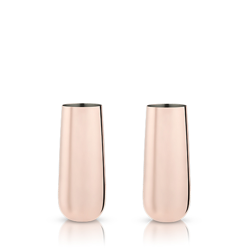 6456 8 Oz Summit Stemless Champagne Flutes, Copper - Set Of 2