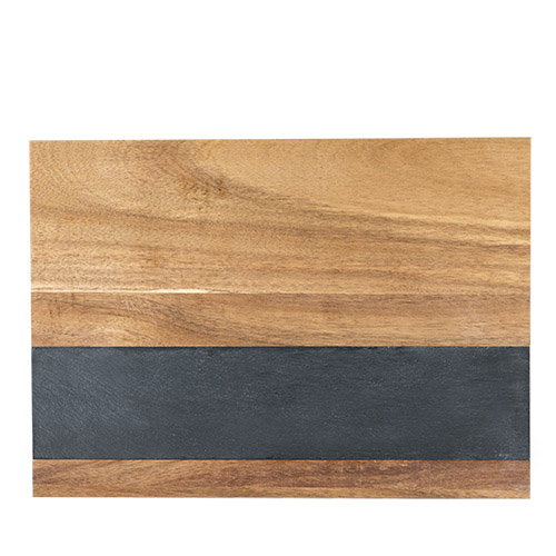 6666 Rustic Farmhouse Wood With Slate Board, Natural - Medium