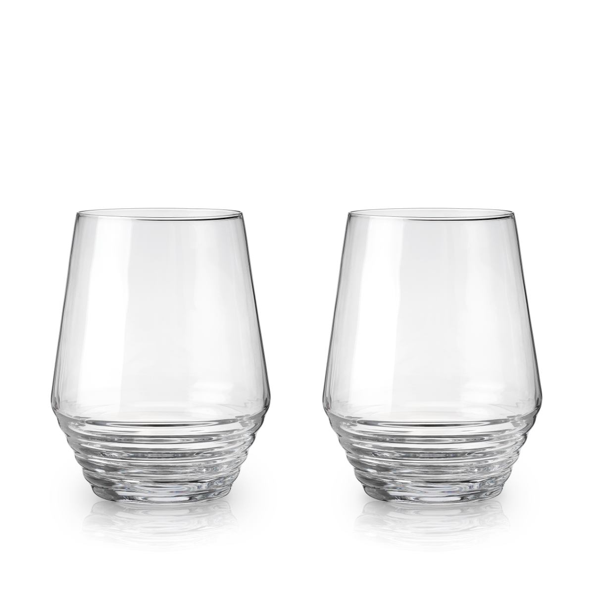 9542 Raye Deco Stemless Wine Glasses, Clear - Set Of 2