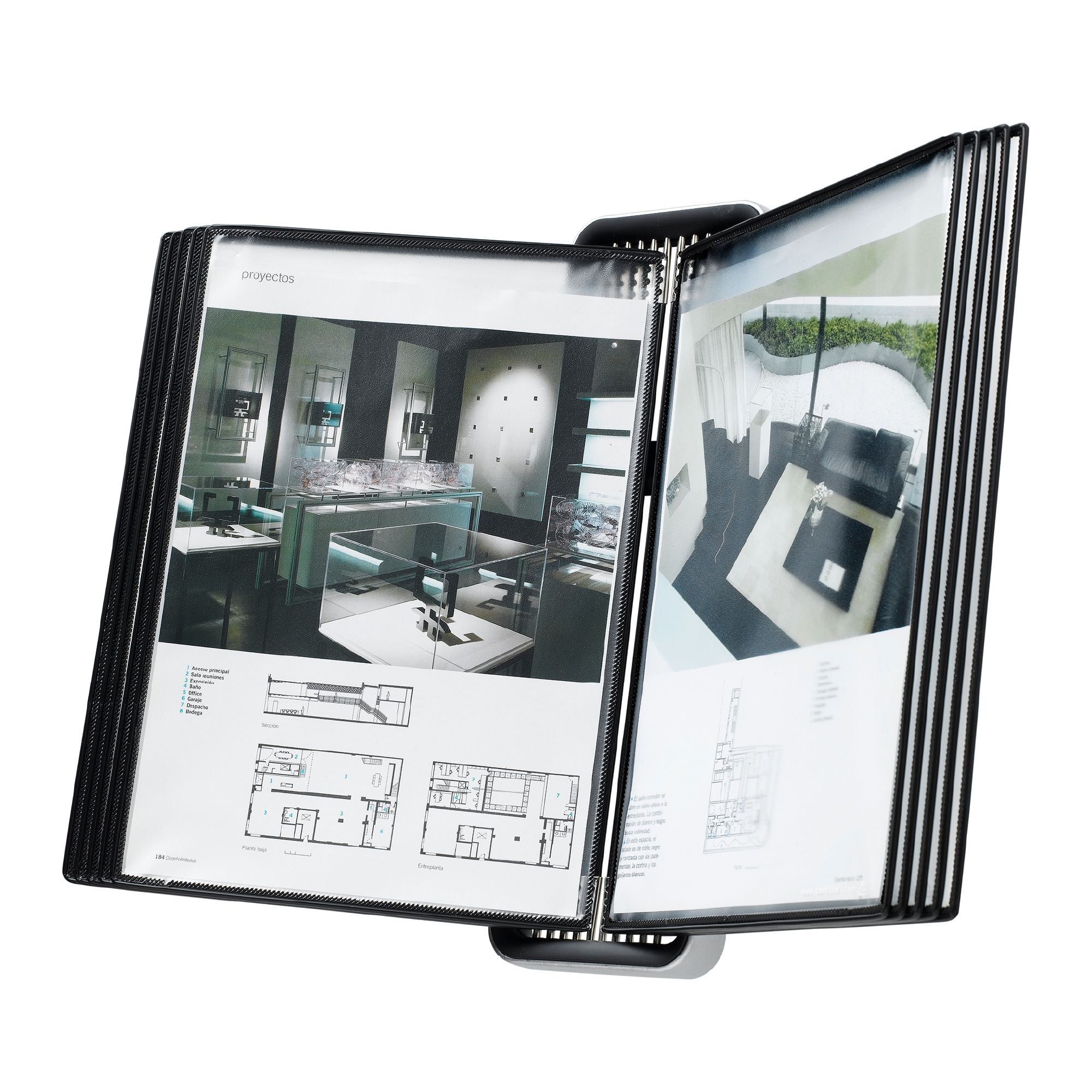 V714527 Veo Wall Display Unit With 10 Display Pockets, Black - 20 Sheet