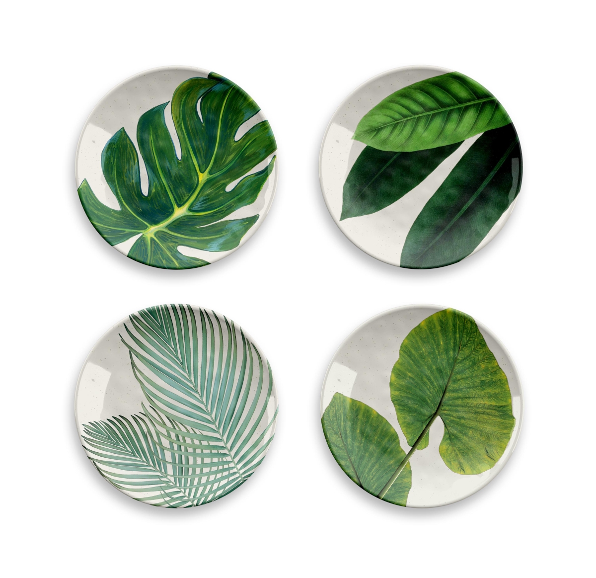 Pvc1085vcsgw Amazon Floral Bamboo Fiber Salad Plates, Set Of 4 - Assorted Patterns