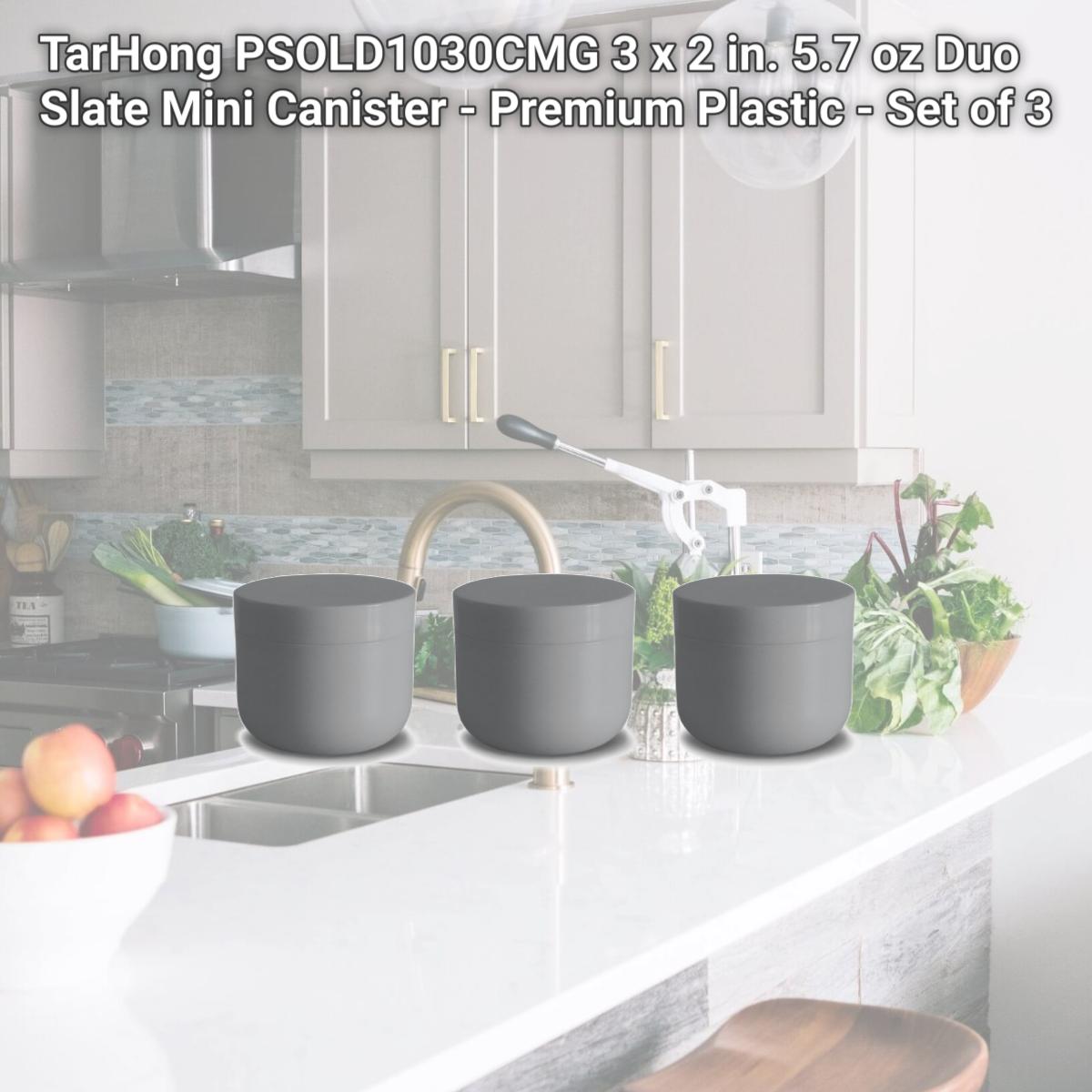 Picture of TarHong PSOLD1030CMG 3 x 2 in. 5.7 oz Duo Slate Mini Canister - Premium Plastic - Set of 3
