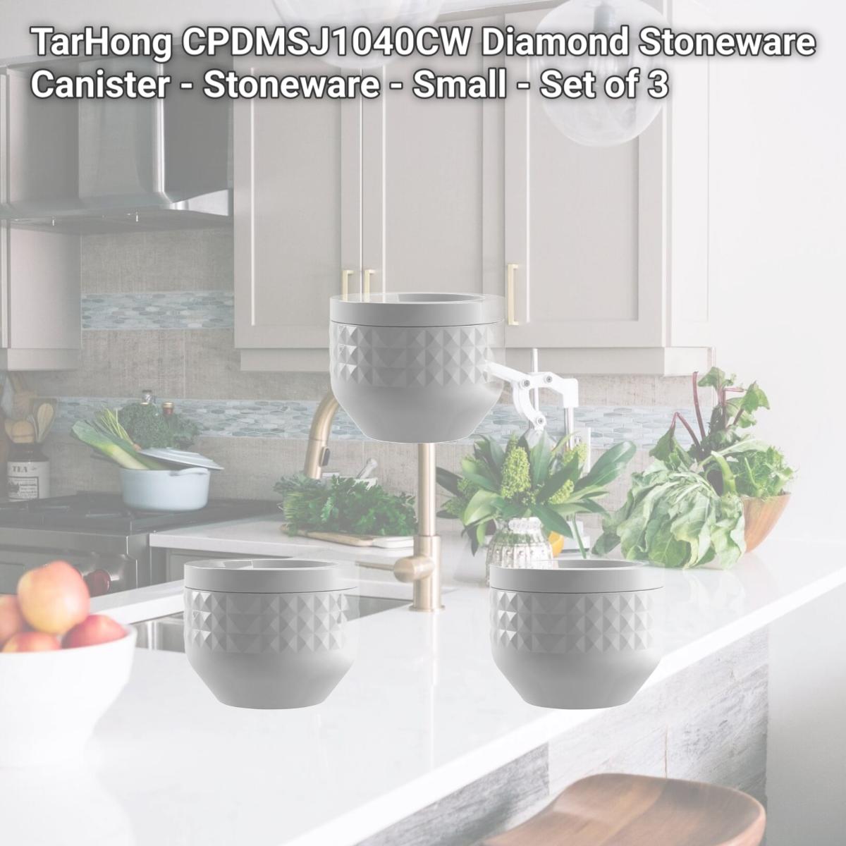 Picture of TarHong CPDMSJ1040CW Diamond Stoneware Canister - Stoneware - Small - Set of 3
