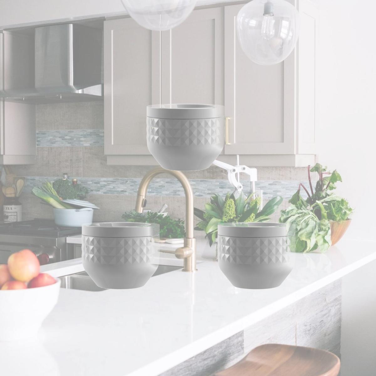Picture of TarHong CPDMSJ1040CW Diamond Stoneware Canister - Stoneware - Small - Set of 3