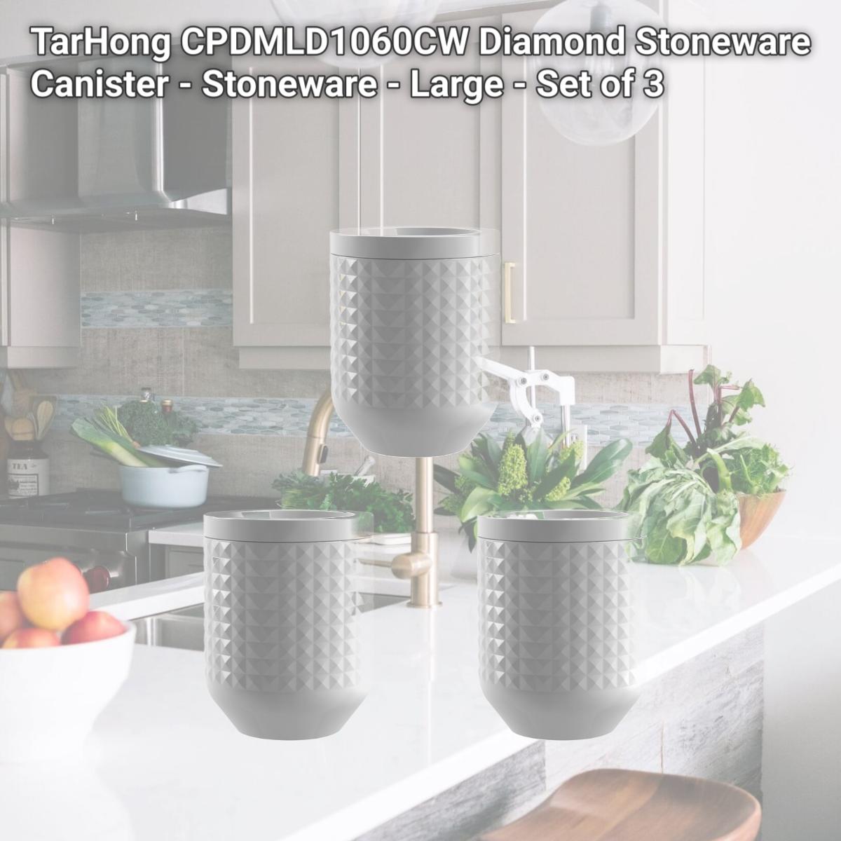 Picture of TarHong CPDMLD1060CW Diamond Stoneware Canister - Stoneware - Large - Set of 3
