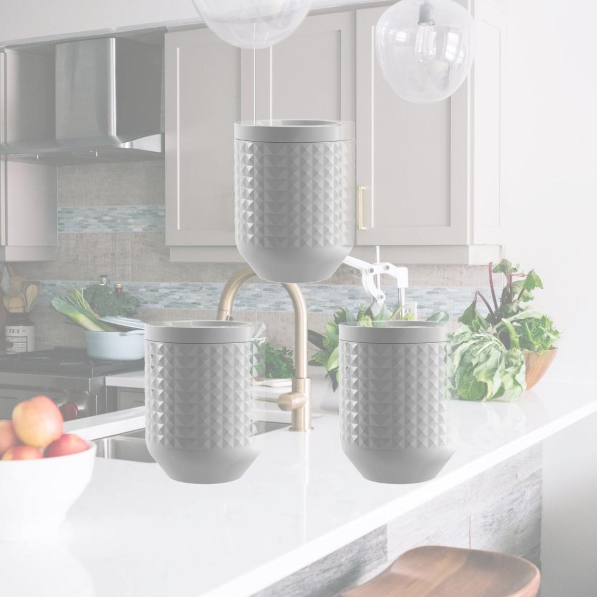 Picture of TarHong CPDMLD1060CW Diamond Stoneware Canister - Stoneware - Large - Set of 3