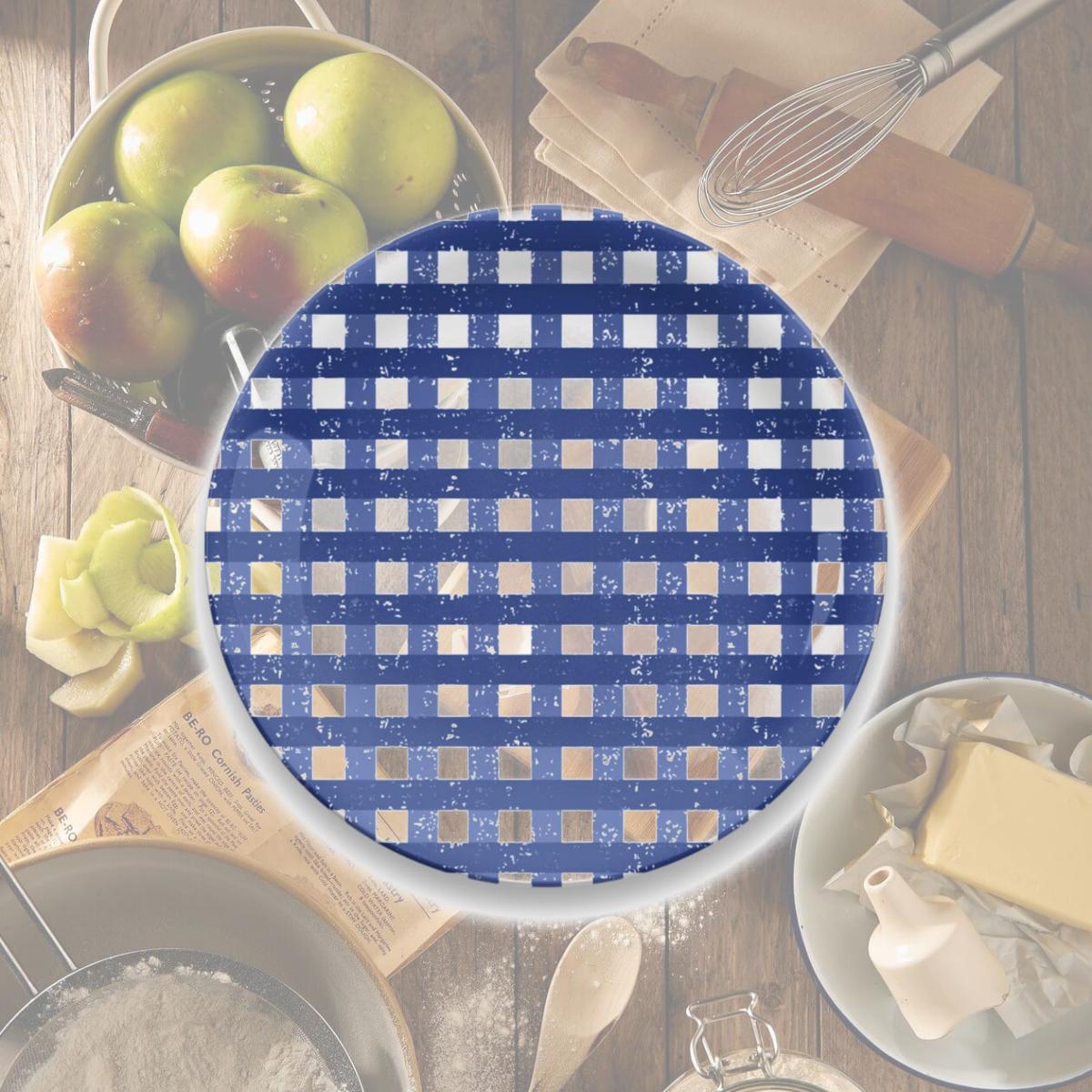 Picture of TarHong TCP1105DHSNG 10.5 in. Homemade Navy Gingham Dinner Plate - Melamine - Set of 4