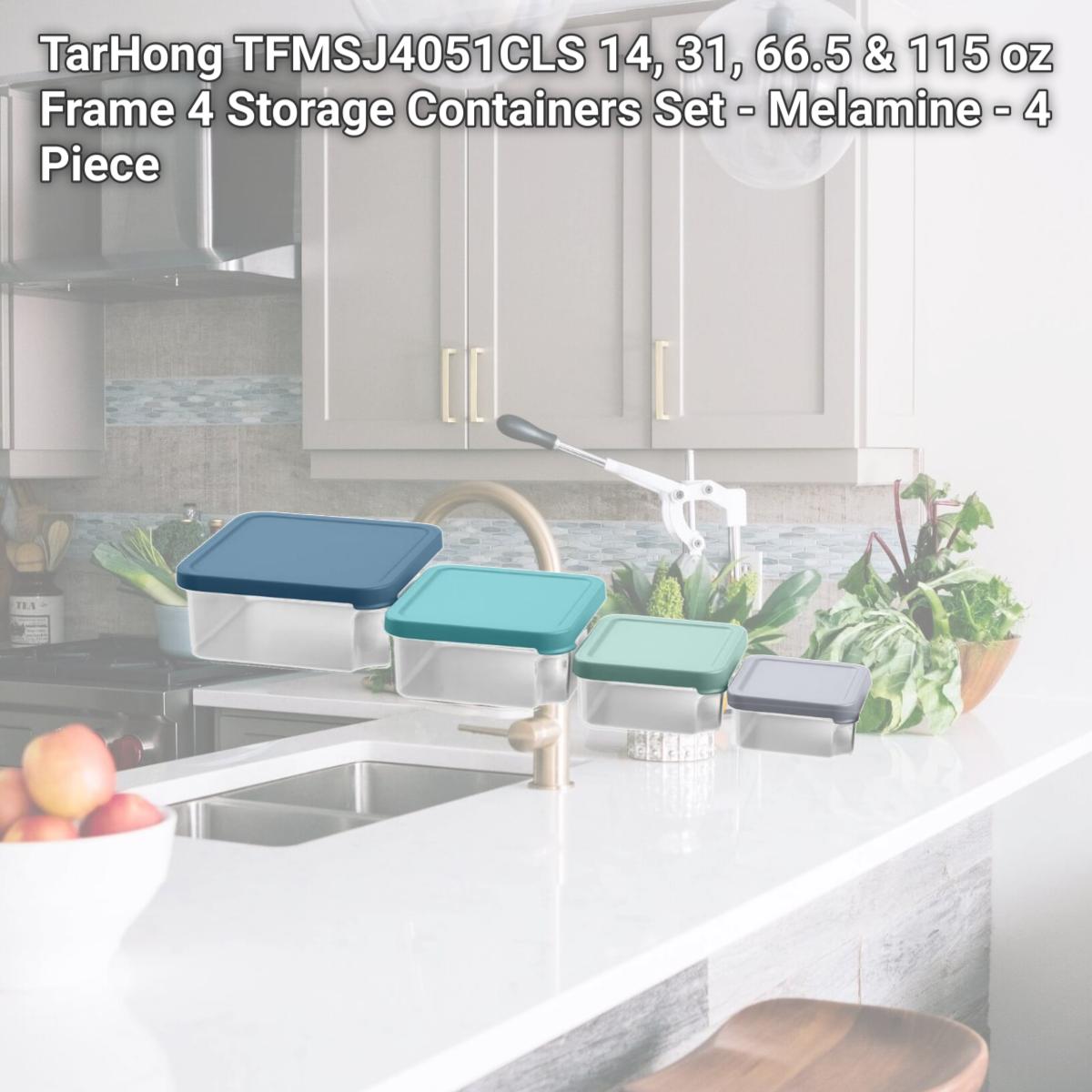 Picture of TarHong TFMSJ4051CLS 14, 31, 66.5 & 115 oz Frame 4 Storage Containers Set - Melamine - 4 Piece