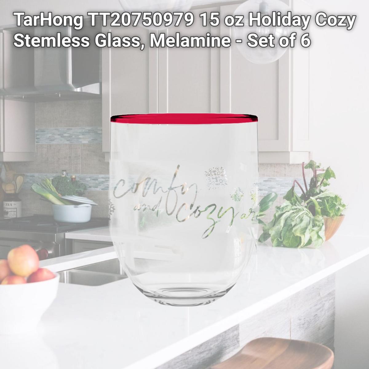 Picture of TarHong TT20750979 15 oz Holiday Cozy Stemless Glass, Melamine - Set of 6