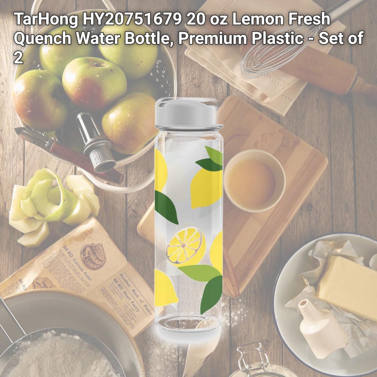 Picture of TarHong HY20751679 20 oz Lemon Fresh Quench Water Bottle, Premium Plastic - Set of 2