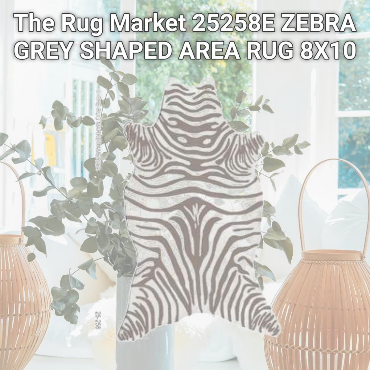 Picture of The Rug Market 25258E ZEBRA GREY SHAPED AREA RUG 8X10