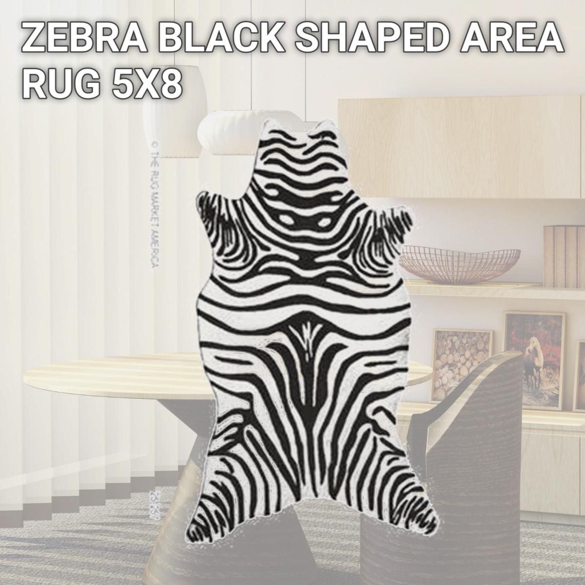 Picture of The Rug Market 25257D ZEBRA BLACK SHAPED AREA RUG 5X8