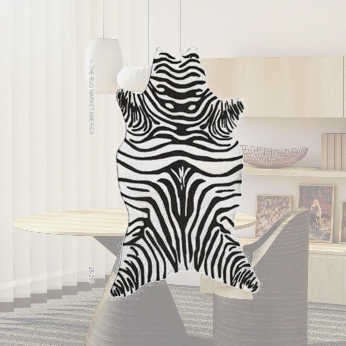 Picture of The Rug Market 25257D ZEBRA BLACK SHAPED AREA RUG 5X8