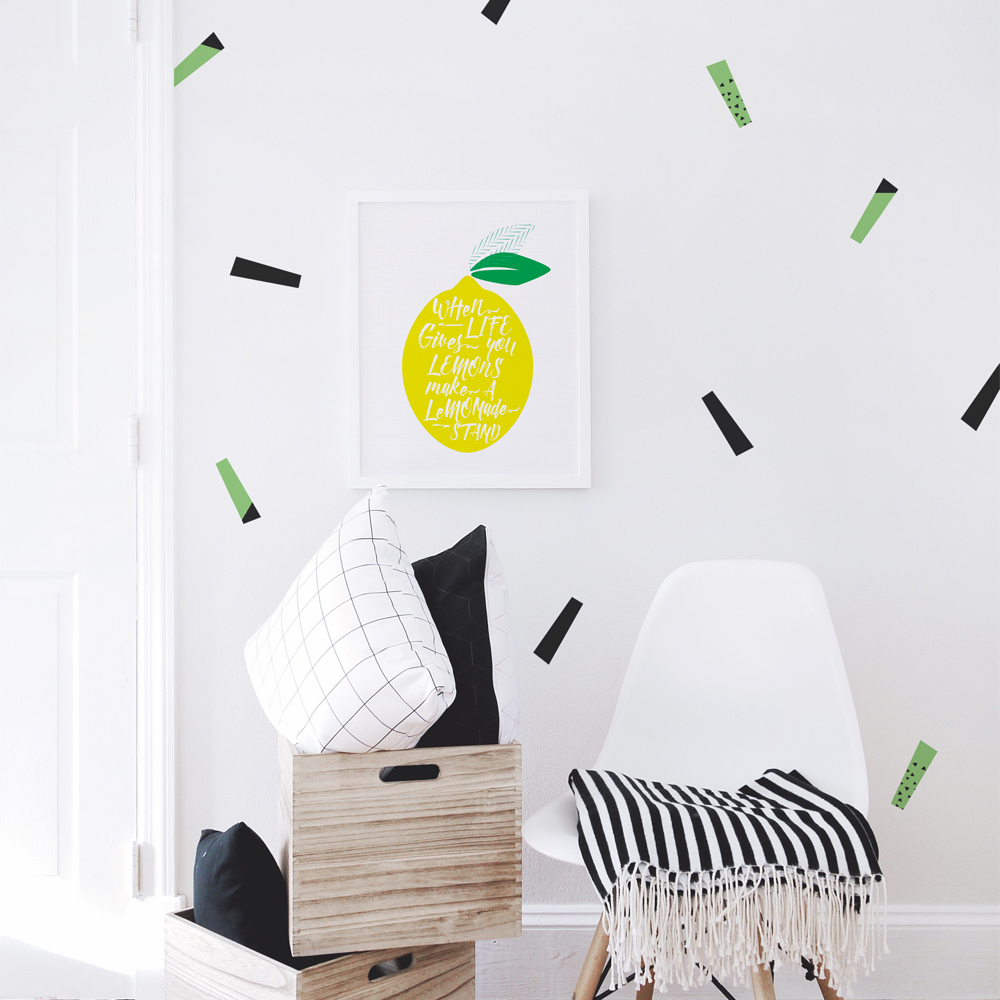 Wd-st-2 Streamers Wall Decal - Black & Grass Green