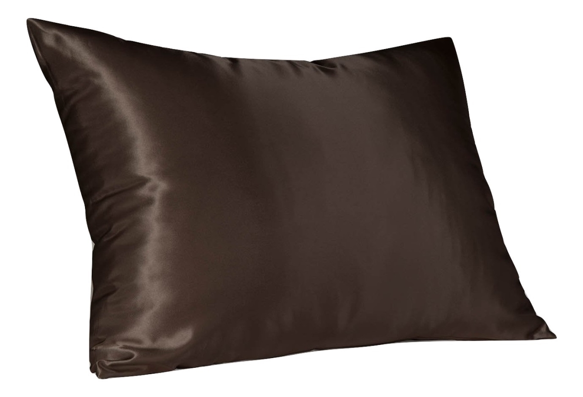 4100qbrn Satin Pillowcase With Hidden Zipper Queen - Brown