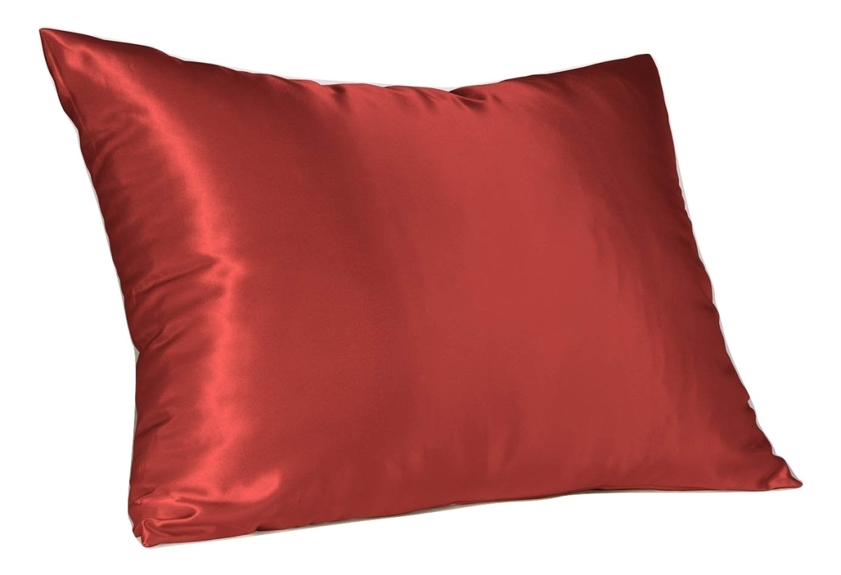 4100qred Satin Pillowcase With Hidden Zipper Queen - Red