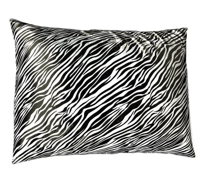 4100szbl Satin Pillowcase With Hidden Zipper Standard - Black & White Zebra