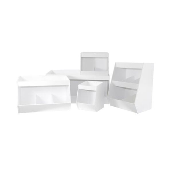 Lab Storage Shelf with 5 Bins, White
