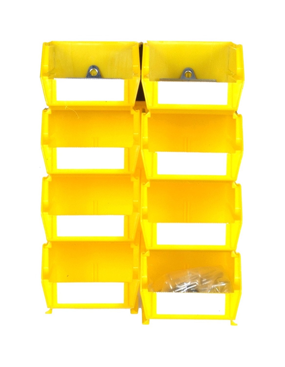 028-y Polypropylene Hanging Bin & Binclip Kits, 4 Small 5.375 X 4.125 X 3 In. & 4 Medium 7.375 X 4.125 X 3 In., Yellow