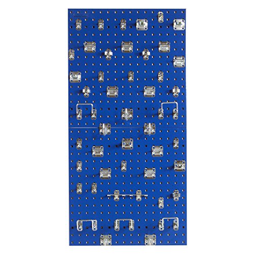Lb1-bkit 2 24 X 24 X 0.562 In. Epoxy 18 Gauge Steel Square Hole Pegboards With 46 Piece Loc Hook Assortment, Blue