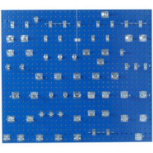 Lb2-bkit 2 24 X 42.5 X 0.562 In. Epoxy 18 Gauge Steel Square Hole Pegboards With 63 Piece Loc Hook Assortment, Blue