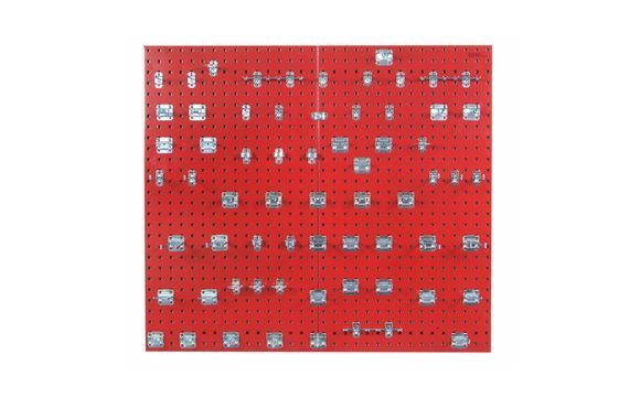 Lb2-rkit 2 24 X 42.5 X 0.562 In. Epoxy 18 Gauge Steel Square Hole Pegboards With 63 Piece Loc Hook Assortment, Red