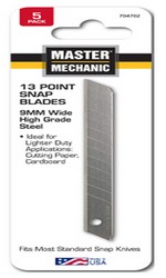 704702 9 Mm Master Mechanic Snap Blade - Pack Of 5