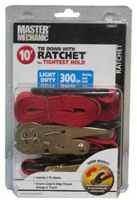 548667 1 X 10 In. Ratchet Tie Down - Pack Of 2
