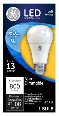 222055 9 Watt Led Light Bulb, Soft White
