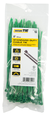 Gardner Bender 221019 8 in. Standard Cable Tie Green - Pack of 100 Gardner Bender 221019 8 in. Standard Cable Tie Green - Pack of 100