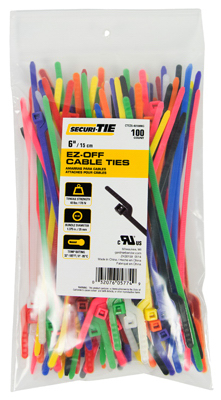 Gardner Bender 221028 6 in. Light Duty EZ-Off Cable Tie Orange - Pack of 100 Gardner Bender 221028 6 in. Light Duty EZ-Off Cable Tie Orange - Pack of 100