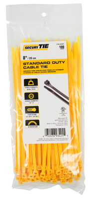 Gardner Bender 221024 8 in. Standard Cable Tie Yellow - Pack of 100 Gardner Bender 221024 8 in. Standard Cable Tie Yellow - Pack of 100