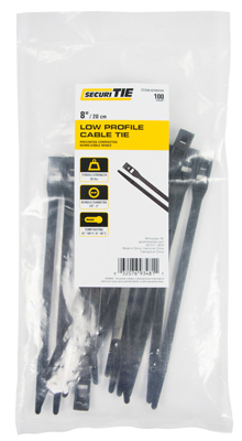 Gardner Bender 221026 8 in. Low Profile Cable Tie Black - Pack of 100 Gardner Bender 221026 8 in. Low Profile Cable Tie Black - Pack of 100