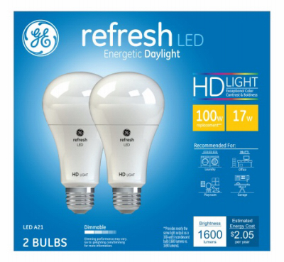 17 W Daylight A21 Light Bulb - Pack of 2