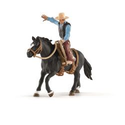 224615 Saddle Bronc Riding With Cowboy Toy Figure, Blue